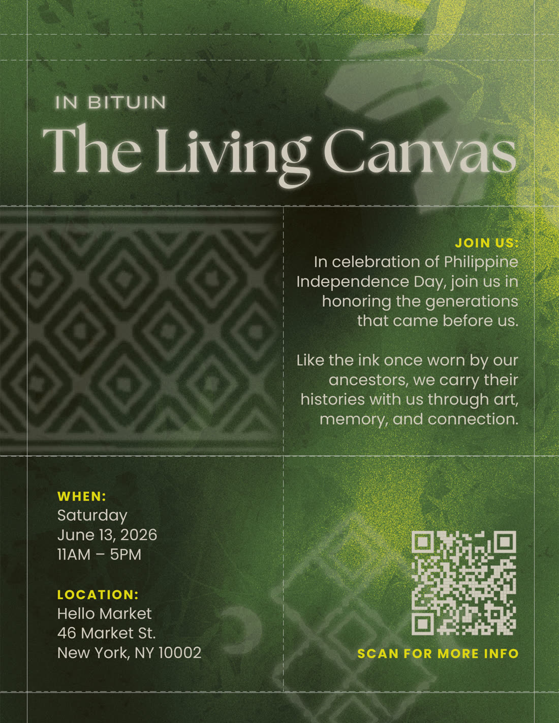The Living Canvas — Saturday June 13, 2026, 11am–5pm at Hello Market, 46 Market St, New York